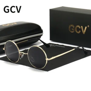 GCV Marke Kupfer Legierung Steampunk Runde Polarisierte Sonnenbrille Vintage Männer Frauen Männlich Weiblich Sonnenbrille Klassische UV400 Metall Rahmen