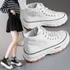 2024 neue Frauen High Top Sneakers Lace-Up Casual Plattform Höhe Leinwand Nicht-rutsch Verschleiß Beständig Frühling Weibliche vulkanisieren Schuhe 2