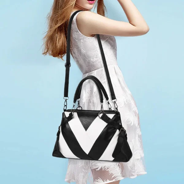 Weibliche einfarbige Patchwork Umhängetasche Frauen Designer Handtasche Tasche Damen Pu Leder Umhängetasche 3