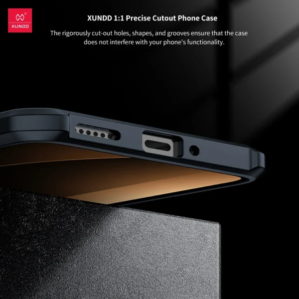 Xundd Handyhülle für POCO F7 Pro F7 Ultra Airbag, stoßfeste Schale, TPU + PC-Rückseite, gestreift, transparente Abdeckung, Anti-Fingerabdruck 5