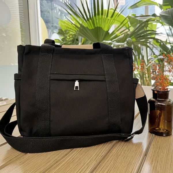 Lässige Damen-Umhängetasche aus Segeltuch mit mehreren Taschen, verstellbarem Schultergurt, vielseitige Handtasche für den täglichen Gebrauch 3