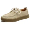 Vintage Mann Casual Schuhe Schnüren Kuh Wildleder Echtes Leder Komfortables Fahren Wohnungen Für Männer Outdoor Oxfords