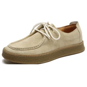 Vintage Mann Casual Schuhe Schnüren Kuh Wildleder Echtes Leder Komfortables Fahren Wohnungen Für Männer Outdoor Oxfords
