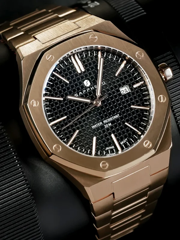 SAPPHERO Rose Gold Männer Uhren Luxus Edelstahl Uhr High-End Männer Geschenke Uhr Datum Mode Sport Wasserdichte Uhr Für Männer 4