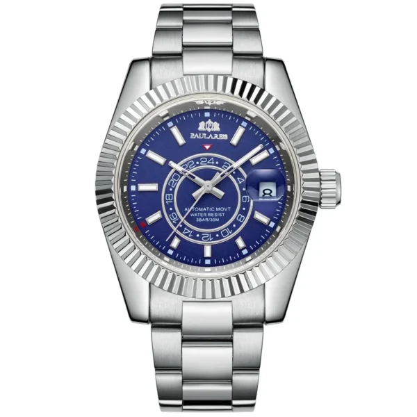 Automatikuhr für Herren, mechanisch, Edelstahlarmband, Roségold, Silber, Blau, Datum, Luxus, Himmel, 40 mm, Reloj Hombre 2