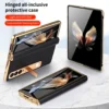 LANGSIDI Ledertasche für Samsung Galaxy Z Fold 6 5 4 3 Fold6 Fold5 Vergoldung Magnetscharnier Standabdeckung mit Spiegelfolie 2