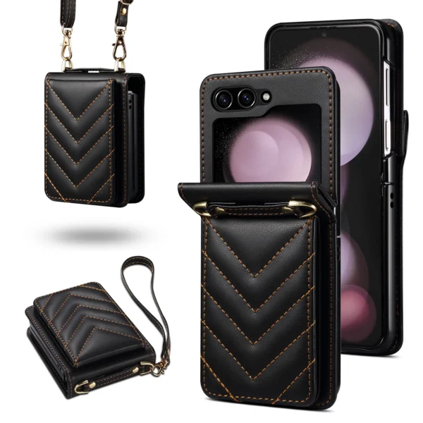 Anti-Klopf-Mappen-Handy-Coque-Hülle für Samsung Galaxy Z Flip 5 Flip4 Flip 3 4 Flip5 Flip6 Kartensteckplatz Business-Lederhülle