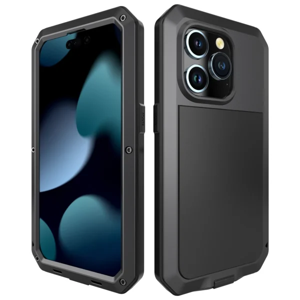 Neue, robuste, rutschfeste, abriebfeste, robuste, sturzsichere, 360-Grad-Vollschutzhülle aus Metall für iPhone 1615 x 11 12 13 14