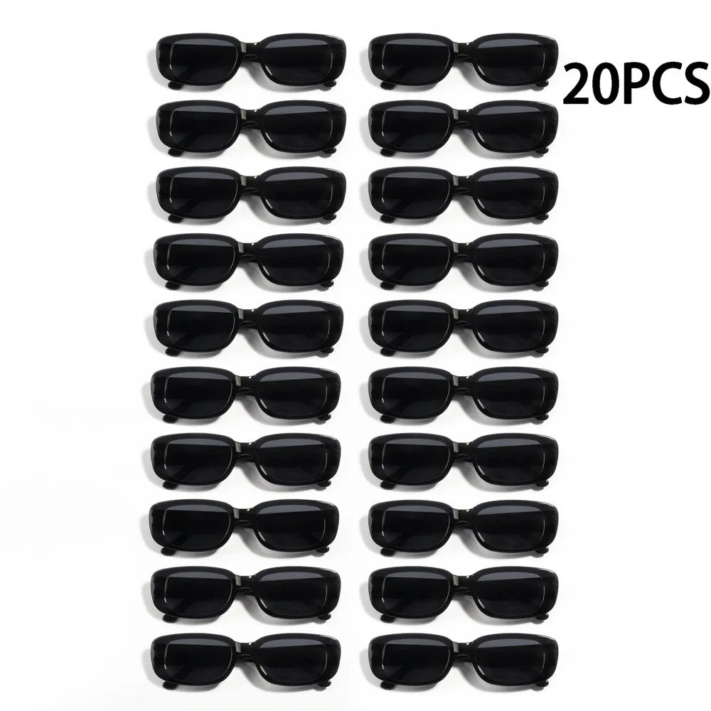 20PCS Vintage Schwarz Quadrat Sonnenbrille Frau Luxus Marke Kleine Rechteck Sonnenbrille Weibliche Gradienten Klar Spiegel Oculos De Sol