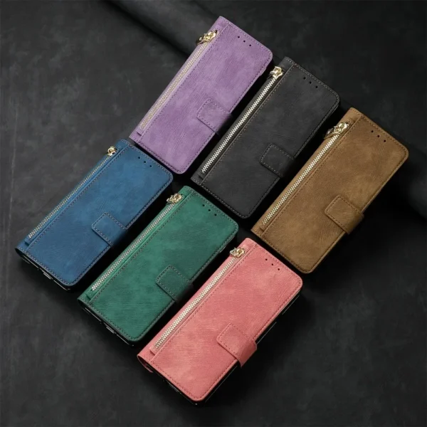 2-in-1 abnehmbare Reißverschlusskarten Solt Wallet Handyhülle für Samsung Galaxy Z Fold 6 5 4 3 Fold6 Fold5 Fold4 Fold3 5G Lederhülle 6