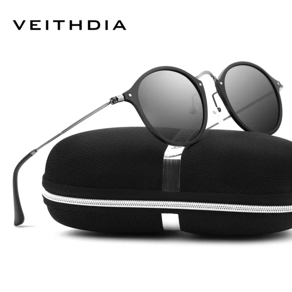 VEITHDIA Männer Sonnenbrille Mode Runde Unisex Sonnenbrille Polarisierte Beschichtung Spiegel Sport Fahren Männliche Brillen Für Frauen 6358 3