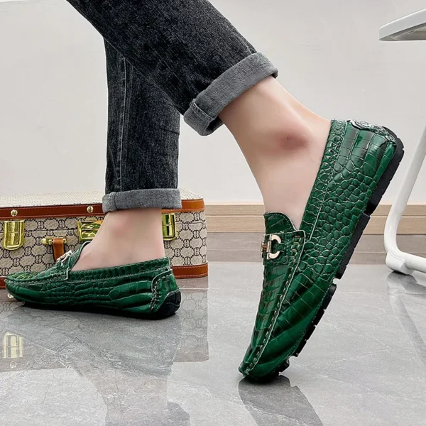 Hochwertige Schlangen leder Herren Slipper grün Luxus Herren Freizeit schuhe Komfort leichte Macasin Schuhe für Herren plus Größe 48 6