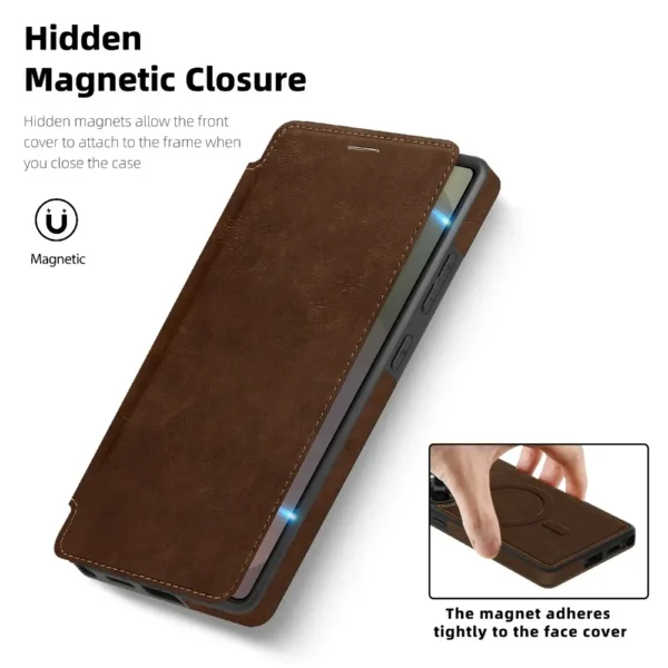 Für MagSafe RFID Blocking Flip Leder Handyhülle Samsung Galaxy S25 Edge S24 S23 Ultra S22 Plus Brieftasche mit Kartenhalter-Abdeckung 2