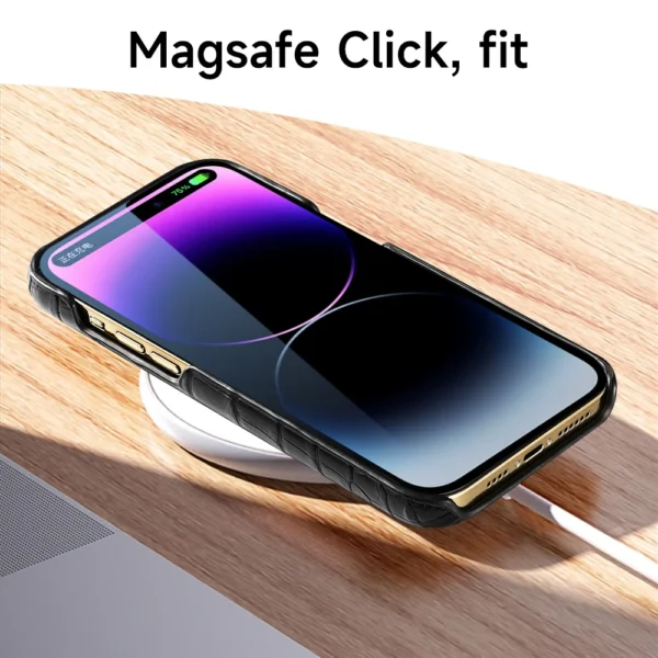 Echtes Straußen-Krokodilleder für Magsafe-Hülle für iPhone 14 16 Pro Max 16 Pro 15 Pro, luxuriöse Rückseite 4