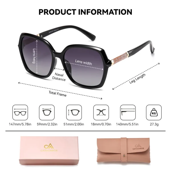 CATMONROE Luxus Polarisierte Frauen Sonnenbrille Schmetterling Rahmen Rosa Geschenk Box Mode UV400 Sonnenbrille Bekleidung Zubehör 2