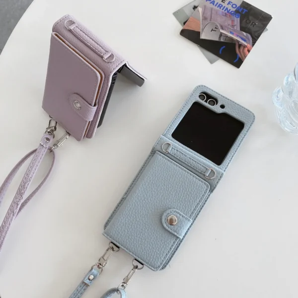 PU-Leder-Crossbody-Geldbörse mit Kartenhalter, Handyhülle für Samsung Galaxy Z Flip 5, 4, 3, Flip5, Flip4, Flip3, 5G, stoßfeste Abdeckung 3