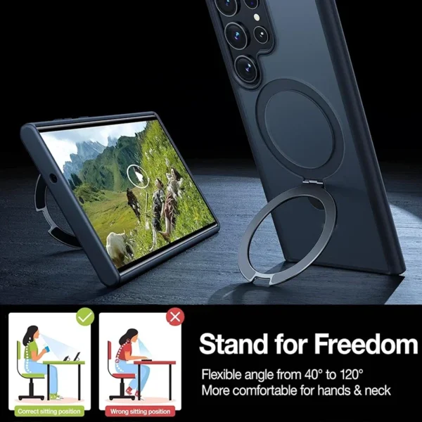 Magnetische Handyhülle mit Ringständer für Samsung Galaxy S24 Ultra Plus Mobile Matte Cases, durchscheinende Rückseite 2