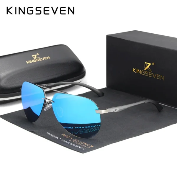 KINGSEVEN Aluminium Magnesium Polarisierte Randlose Linse Sonnenbrille Für Männer High Definition Retro Frauen Brillen Oculos de sol 2