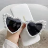 Neu in Luxus fein schimmernde Liebe Perle Sonnenbrille Damen Herz brille lässig Bling Sonnenbrille Lentes de Sol Mujer