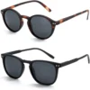 ZENOTTIC 2er-Pack polarisierte Sonnenbrillen für Damen und Herren, Vintage-Sonnenbrillen mit rundem und quadratischem Rahmen, UV-Schutz