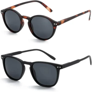 ZENOTTIC 2er-Pack polarisierte Sonnenbrillen für Damen und Herren, Vintage-Sonnenbrillen mit rundem und quadratischem Rahmen, UV-Schutz