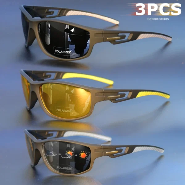 1 Stück/3 Stück polarisierte Sport-Sonnenbrille für Herren – mattierter Rahmen, HD-Linse zum Wandern, Angeln, Rennen und Freizeitkleidung 2