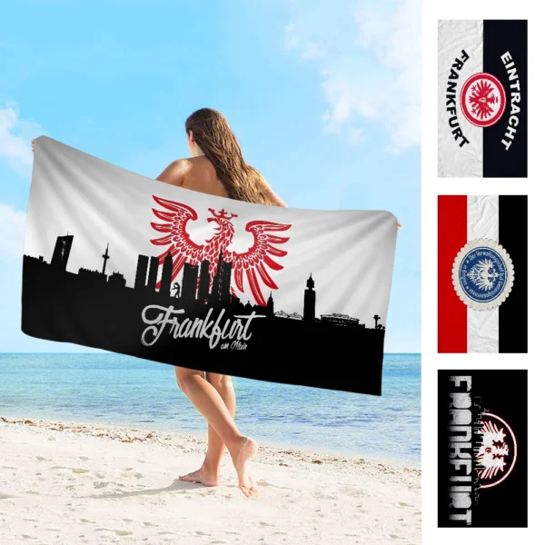 E-Eintracht F-Frankfurt Mikrofaserdecke, schnell trocknende Strandtücher, übergroßer Druck, super saugfähige Poolhandtuchdecke
