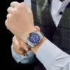 Automatikuhr für Herren, mechanisch, Edelstahlarmband, Roségold, Silber, Blau, Datum, Luxus, Himmel, 40 mm, Reloj Hombre 6