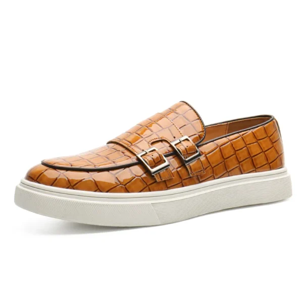 Lässige Mönchsschuhe für Herren, Krokodilleder, modische Herren-Müßiggänger im britischen Stil, Slip-on-Outdoor-Wohnungen für Herren 5
