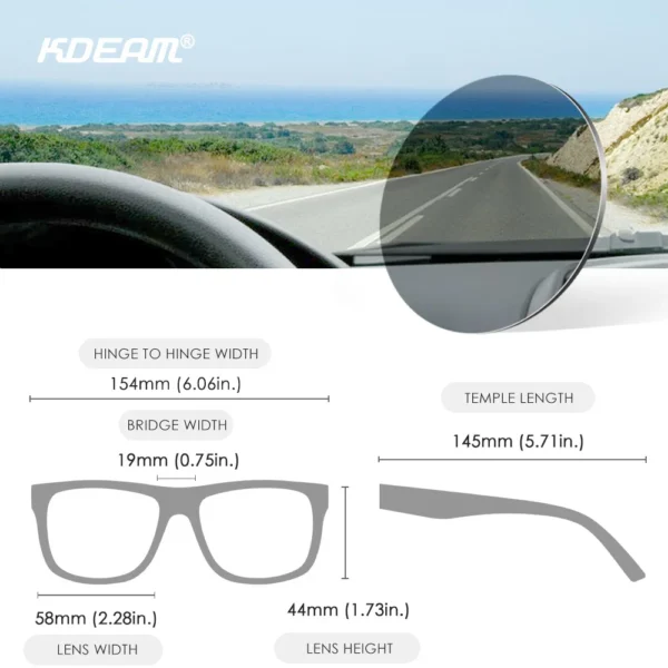 KDEAM Große quadratische Herren-Sonnenbrille, polarisiert, photochrome, übergroße Sonnenbrille, modische Damen-Sonnenbrille, verbesserte Ausgabe 3