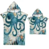 Meeresschildkröten-Badetuch, schnell trocknender Kapuzenumhang, großes Handtuch, Mikrofaser-Strandtuch, Neoprenanzug, Eltern-Kind-Poncho für Erwachsene, Bademantel 5