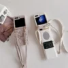 Umhängetasche mit Spiegel, Geldbörse und Kartenhalter, Handyhülle für Samsung Galaxy Z Flip 6, 5, 4, 3, Flip6, Flip5, Flip4, Flip3, 5G, Lederhülle