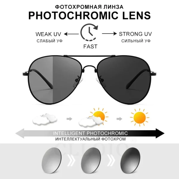 CLLOIO Titan Legierung Polarisierte Sonnenbrille Männer Frauen Mode Photochrome Sonnenbrille Chameleon Anti-glare Fahren Oculos de sol 3