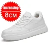 PDEP Neue Höhe Zunehmende Schuhe für Männer 10 cm Unsichtbare Aufzug Turnschuhe Weiß Leder Sport Zapatillas De Hombre Große Größe 46 6