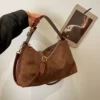 Reißverschluss-Schulter- und Umhängetaschen aus Wildlederimitat mit Reißverschluss, einfache, solide, hochwertige Handtaschen für Damen, 2023, modisch, klassisch, vielseitig 4
