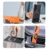 Langsidi Leder Magnet Metall Ring halter Fall für Samsung Galaxy S24 Ultra S23 S24 plus stoß festen schlanken Schutz 5