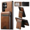SUTENI Magnetische Drahtlose Lade Telefon Fall Luxus PU Leder Karte Slot Brieftasche Karte Box Für Samsung S25Ultra S24Plus S23 S22 2