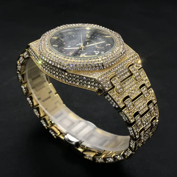 Automatische Uhr für Männer Luxus Full Ice Out Hip Hop Tourbillon Uhren Bling Diamant Gold männliche mechanische Uhr Drops hipping 3