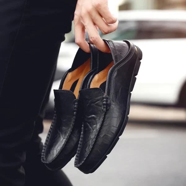 Sommer Männer Casual Schuhe Leder Mokassins Atmungsaktive Slip auf Boot Schuhe Italienische Luxus Marke Herren Fahren Faulenzer Größe 37-47 5
