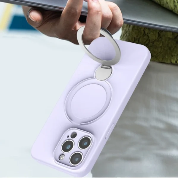 Luxuriöse Magsafe magnetische Flüssigsilikon-Ständerhalter-Telefonhülle für iPhone 13, 14, 15, 16 Pro Max, weicher Stoßstangenschutz auf 16 Abdeckung 3