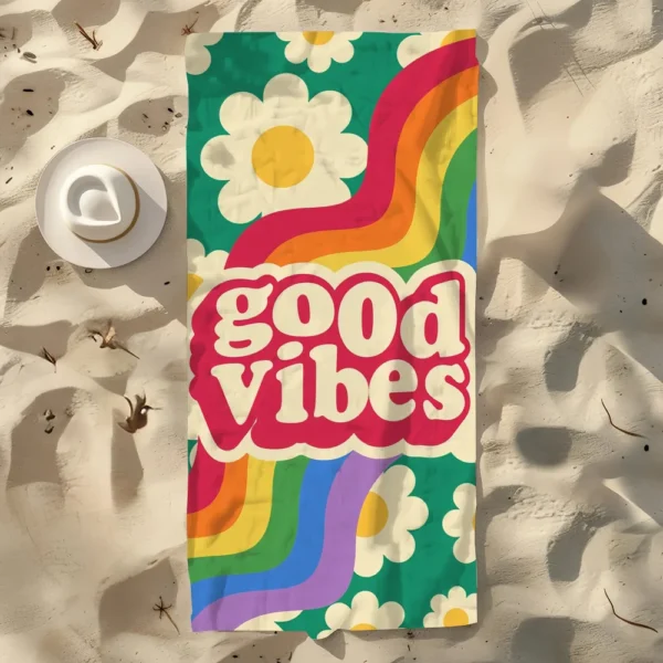 M-Mehrfarbiges Schriftdesign-Handtuch für den Strand, schnell trocknend, weiche Poolhandtücher, Geschenk für Reisen, Fitnessstudio, Dusche, Camping, Sport 4
