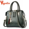 Yogodlns Luxus Krokodil Muster Handtasche Frauen Winter Neue PU Leder Quaste Schulter Tasche Marken Design Griff Tasche Dame Geldbörse