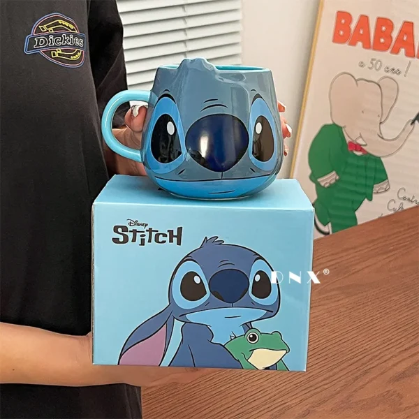 Disney Stich Neue Nette Mädchen Hohe Schönheit Mode Cartoon Kreative Muster Paar Milch Kaffee Keramik Becher Hause Schlafsaal Geschenk Tasse 4