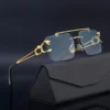 Mode metall leopard randlose sonnenbrille doppel brücken gradienten ozean film schattierungen uv400 2