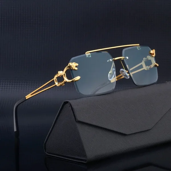 Mode metall leopard randlose sonnenbrille doppel brücken gradienten ozean film schattierungen uv400 2