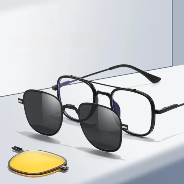 COHK Metall 3 In 1 Neue Stil Klapp Magnet Clip Auf Brillengestell Trend Polarisierte Sonnenbrille Männer Optische Computer Brillen UV400