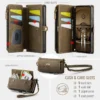 CaseMe Zipper Wallet Flip Leder Handyhülle für Samsung Galaxy S25 Ultra S24 FE S23 Plus S22 S21 S20 A16 A56 Multi Cards Cover 5