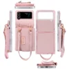 Vietnam-Leder Brieftasche für Samsung Galaxy Z Flip 4, 3, Z4, Z3, Z Flip 5 Handy hülle mit Hands ch laufe, Z Flip 6 Hülle 4