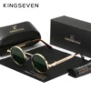 KINGSEVEN 2025 Trend Runde Sonnenbrille Polarisierte Männer Sonnenbrille UV400 Gothic Steampunk Stil Männlich Anti-Glare Spiegel Objektiv