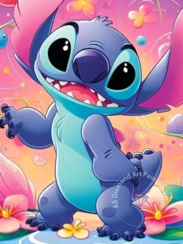 Stitch Lilo & Stitch 5D-Diamant-Malerei-Set zum Selbermachen, Diamant-Stickerei, Kreuzstich, handgefertigte Kunst, Geschenk, Basteln, Heimdekoration